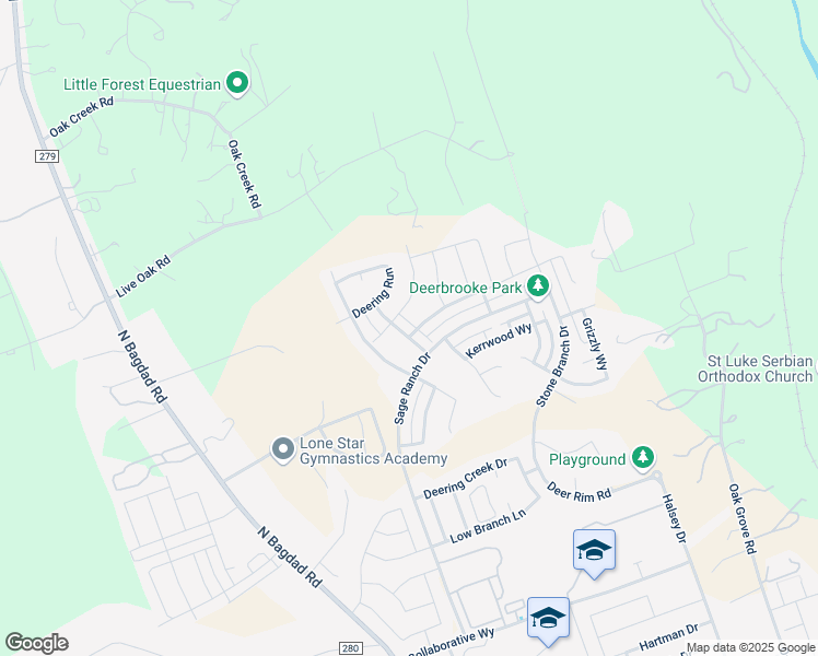 map of restaurants, bars, coffee shops, grocery stores, and more near 1233 Oak Chase Way in Leander