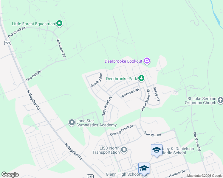 map of restaurants, bars, coffee shops, grocery stores, and more near 2825 Sage Ranch Drive in Leander
