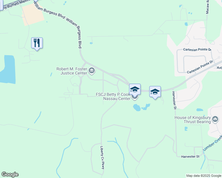 map of restaurants, bars, coffee shops, grocery stores, and more near 76346 William Burgess Boulevard in Yulee