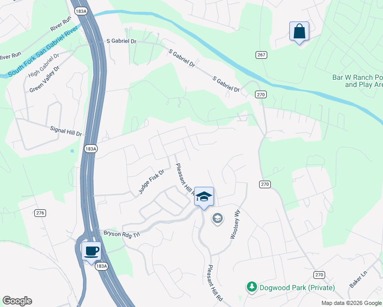 map of restaurants, bars, coffee shops, grocery stores, and more near 2216 Coralberry Road in Leander