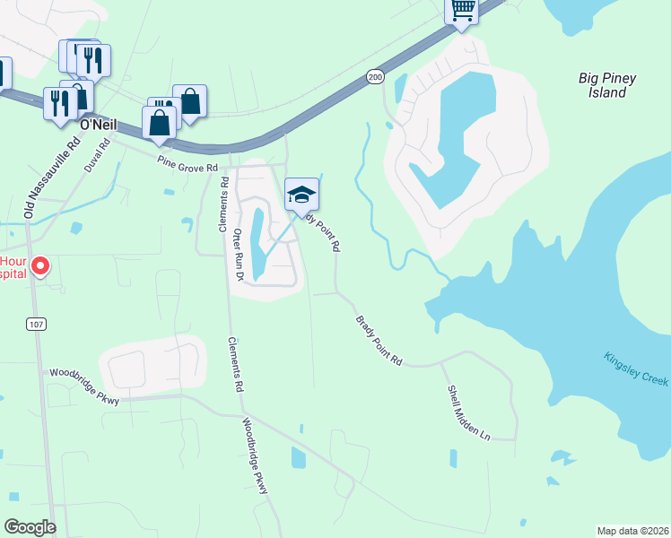 map of restaurants, bars, coffee shops, grocery stores, and more near 96178 Brady Point Road in Fernandina Beach