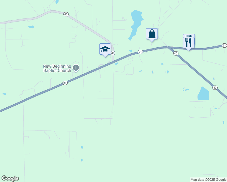 map of restaurants, bars, coffee shops, grocery stores, and more near Daisy Road in Bush