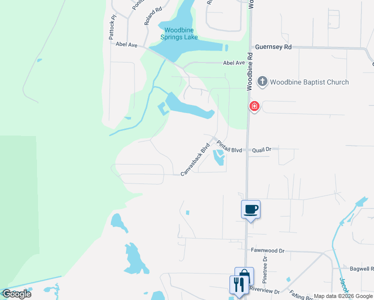 map of restaurants, bars, coffee shops, grocery stores, and more near 3317 Ballwood Lane in Pace