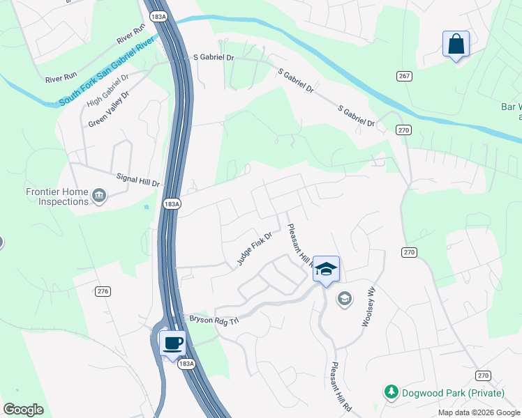 map of restaurants, bars, coffee shops, grocery stores, and more near 2312 Littleleaf Lane in Liberty Hill