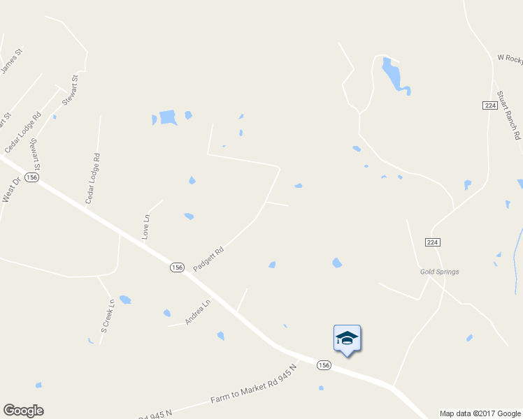 map of restaurants, bars, coffee shops, grocery stores, and more near Padgett Road in Coldspring