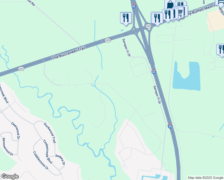 map of restaurants, bars, coffee shops, grocery stores, and more near 79609 Plummer's Creek Drive in Yulee