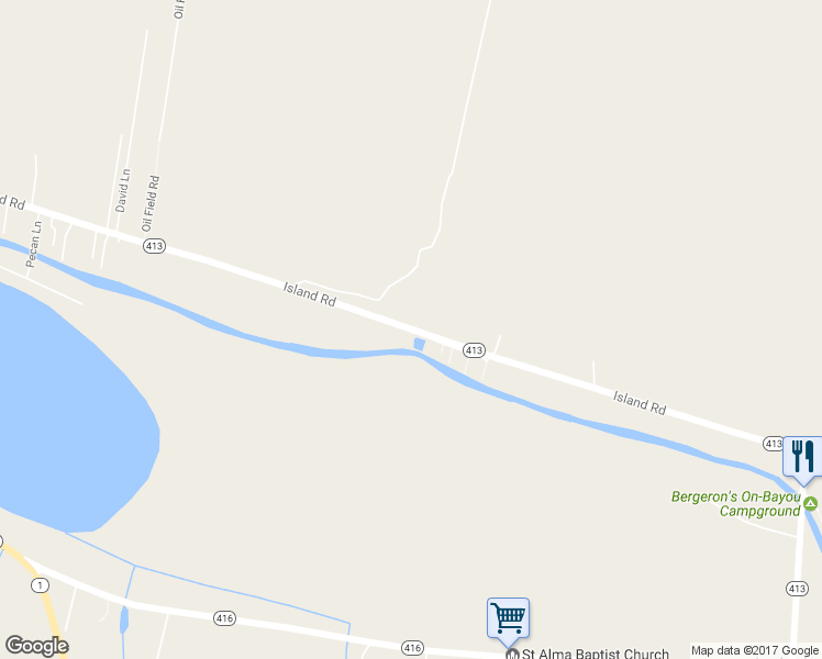 map of restaurants, bars, coffee shops, grocery stores, and more near 5741 Island Road in Jarreau