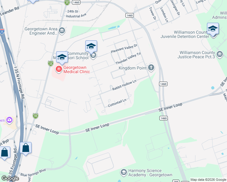 map of restaurants, bars, coffee shops, grocery stores, and more near 209 Rabbit Hollow Lane in Georgetown