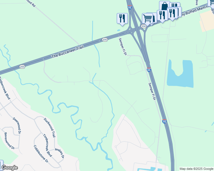 map of restaurants, bars, coffee shops, grocery stores, and more near 79609 Plummer's Creek Drive in Yulee