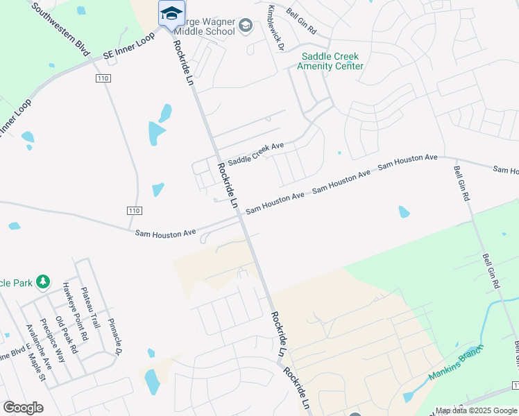 map of restaurants, bars, coffee shops, grocery stores, and more near Sam Houston Avenue in Georgetown