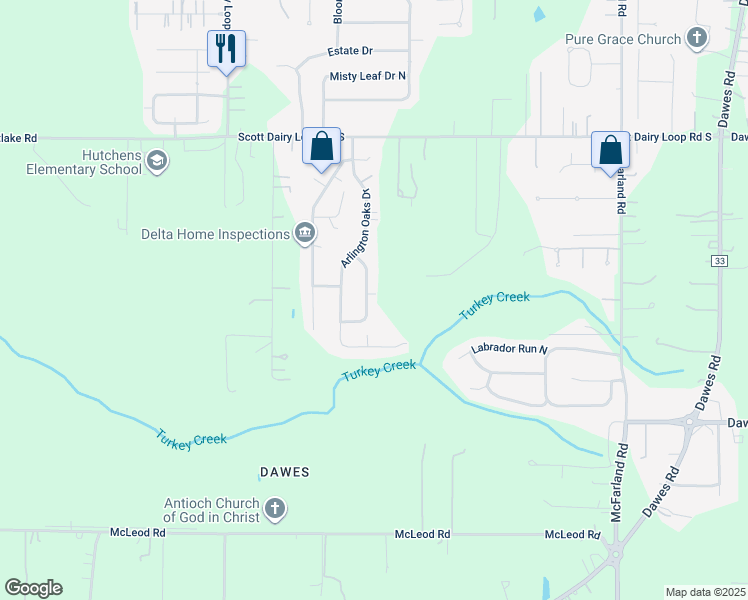map of restaurants, bars, coffee shops, grocery stores, and more near 3783 Arlington Circle East in Mobile