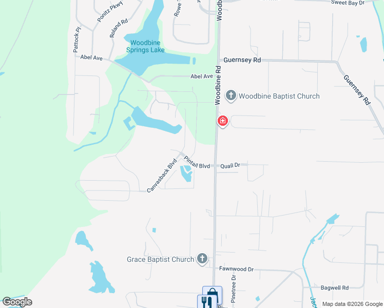 map of restaurants, bars, coffee shops, grocery stores, and more near 4815 Ballwood Lane in Pace