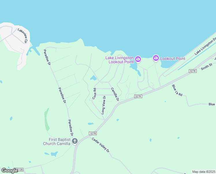 map of restaurants, bars, coffee shops, grocery stores, and more near 130 Camilla Drive in Coldspring