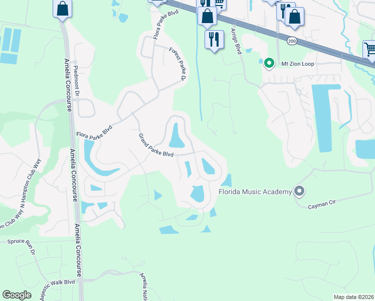 map of restaurants, bars, coffee shops, grocery stores, and more near 33379 Sunny Parke Circle in Fernandina Beach