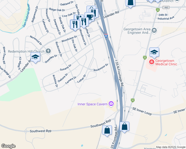 map of restaurants, bars, coffee shops, grocery stores, and more near in Georgetown