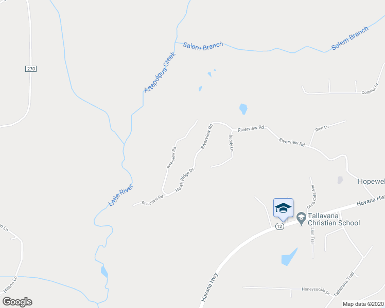 map of restaurants, bars, coffee shops, grocery stores, and more near 1156 Riverview Road in Havana