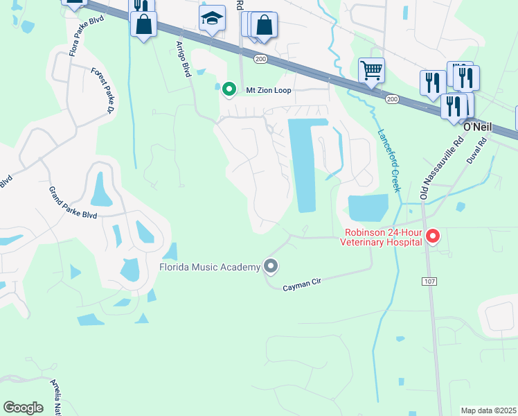 map of restaurants, bars, coffee shops, grocery stores, and more near 96698 Arrigo Boulevard in Fernandina Beach