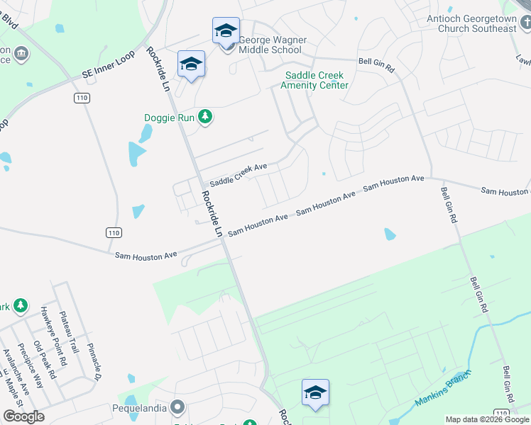 map of restaurants, bars, coffee shops, grocery stores, and more near 807 White Steppe Way in Georgetown