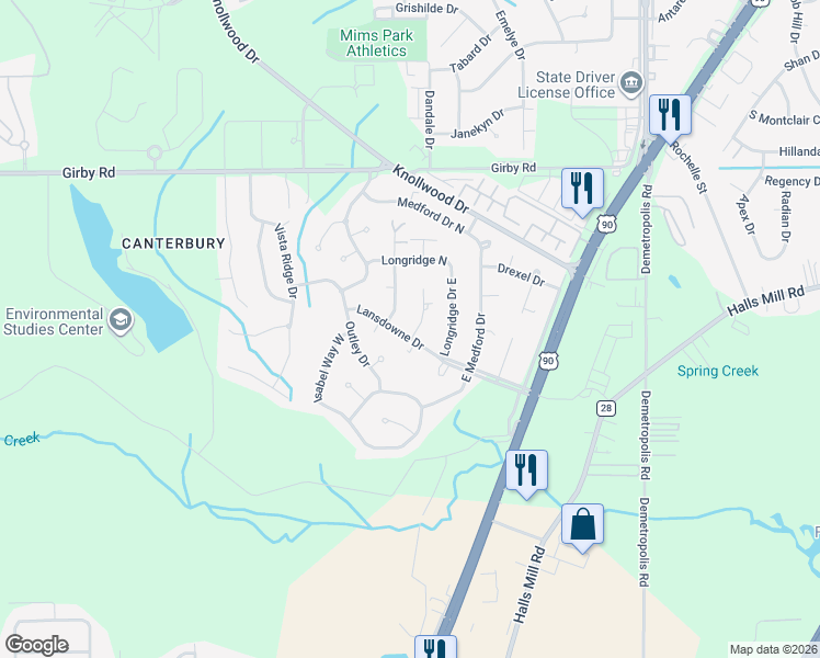 map of restaurants, bars, coffee shops, grocery stores, and more near 3717 Robertson Ct in Mobile