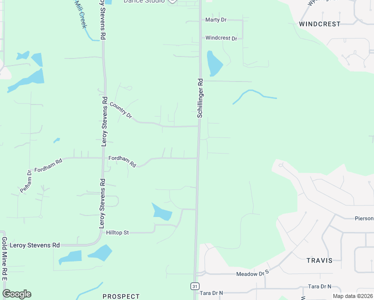 map of restaurants, bars, coffee shops, grocery stores, and more near 7820 Fordham Road in Mobile
