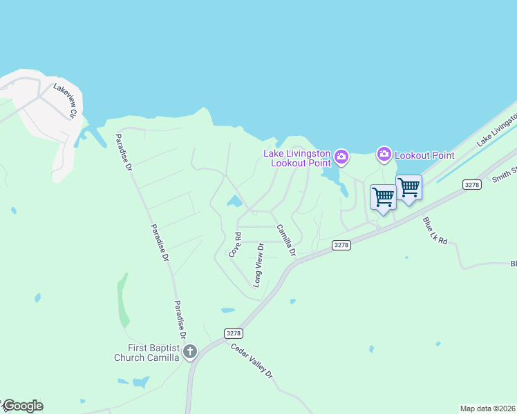 map of restaurants, bars, coffee shops, grocery stores, and more near 260 Camilla Drive in Coldspring