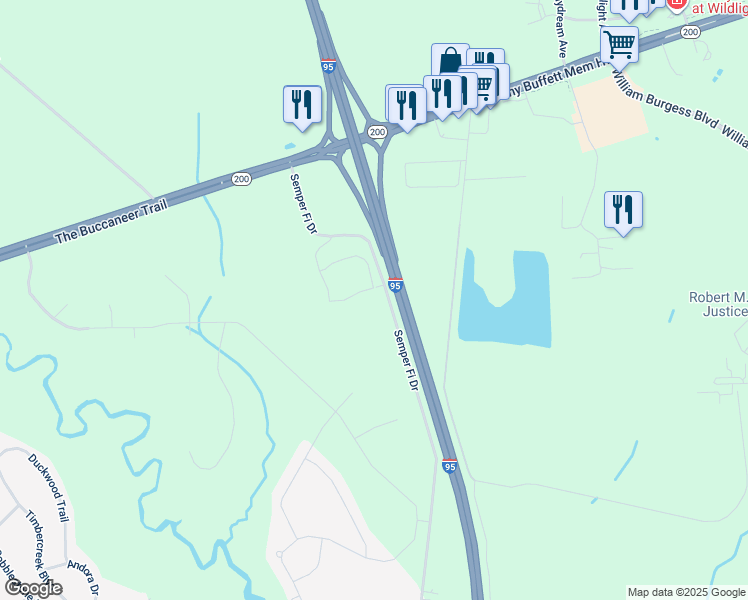 map of restaurants, bars, coffee shops, grocery stores, and more near 75026 Semper Fi Drive in Yulee