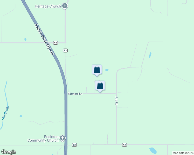 map of restaurants, bars, coffee shops, grocery stores, and more near 26641 Rolling Ridge Drive in Robertsdale