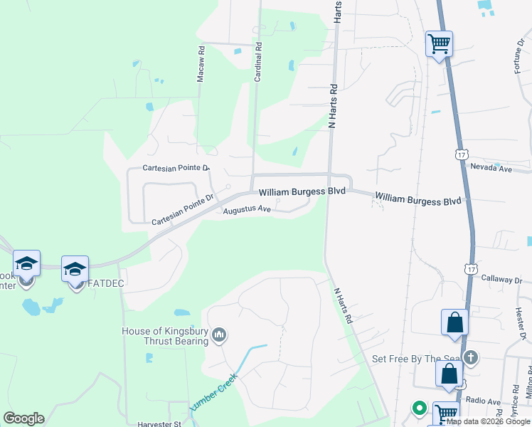 map of restaurants, bars, coffee shops, grocery stores, and more near 86184 Augustus Avenue in Yulee