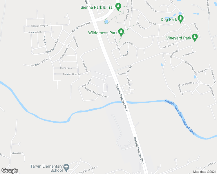 map of restaurants, bars, coffee shops, grocery stores, and more near 18175 Ronald Reagan Boulevard in Georgetown