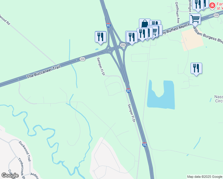 map of restaurants, bars, coffee shops, grocery stores, and more near 65001 Logan Road in Yulee