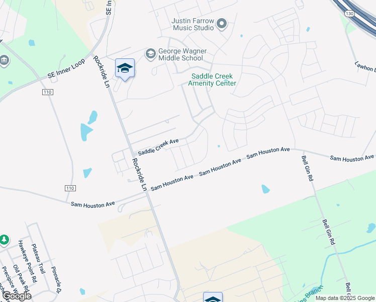 map of restaurants, bars, coffee shops, grocery stores, and more near 1989 County Road 110 in Georgetown