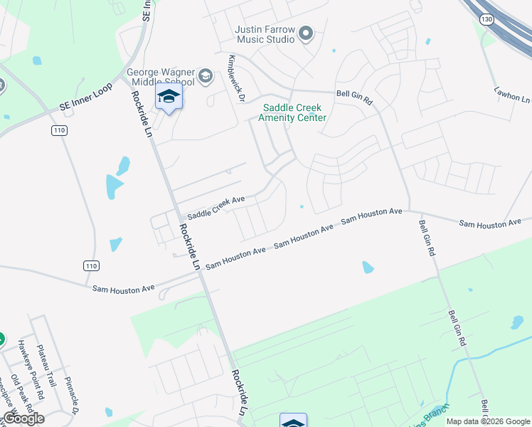map of restaurants, bars, coffee shops, grocery stores, and more near 1989 County Road 110 in Georgetown