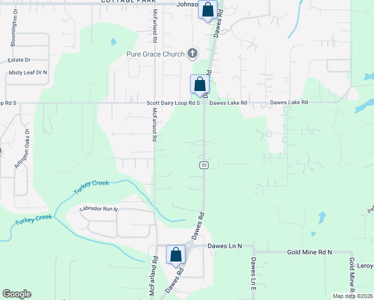 map of restaurants, bars, coffee shops, grocery stores, and more near 3658 Dawes Road in Mobile