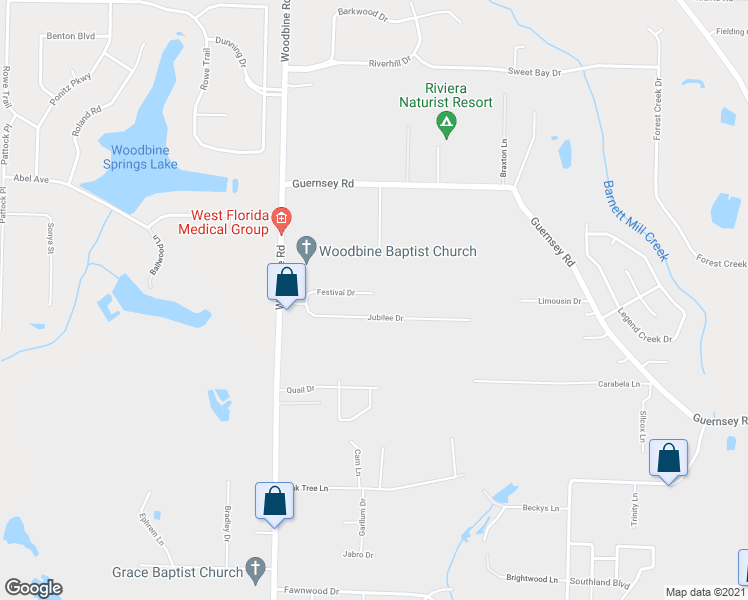 map of restaurants, bars, coffee shops, grocery stores, and more near 3485 Festival Drive in Pace