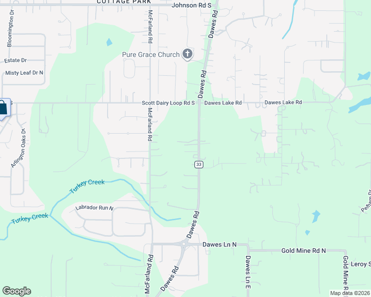 map of restaurants, bars, coffee shops, grocery stores, and more near 3658 Dawes Road in Mobile
