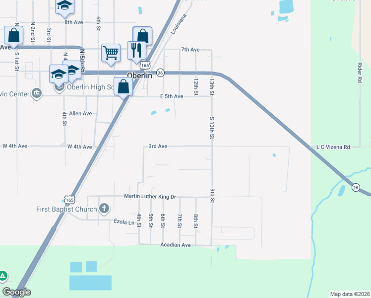 map of restaurants, bars, coffee shops, grocery stores, and more near in Oberlin