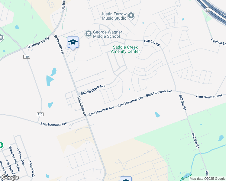 map of restaurants, bars, coffee shops, grocery stores, and more near 1989 County Road 110 in Georgetown