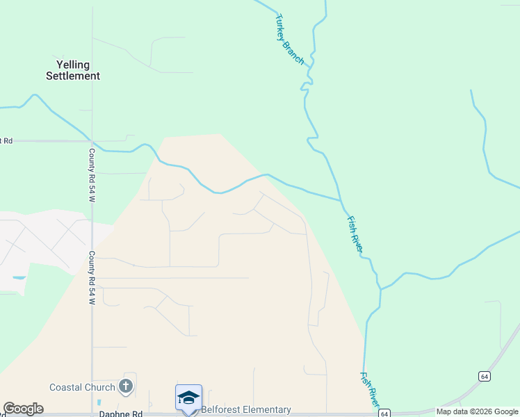 map of restaurants, bars, coffee shops, grocery stores, and more near Conway Lane in Daphne