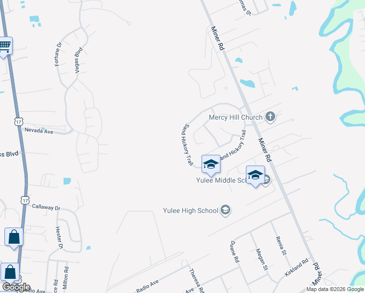 map of restaurants, bars, coffee shops, grocery stores, and more near 86214 Sand Hickory Trail in Yulee