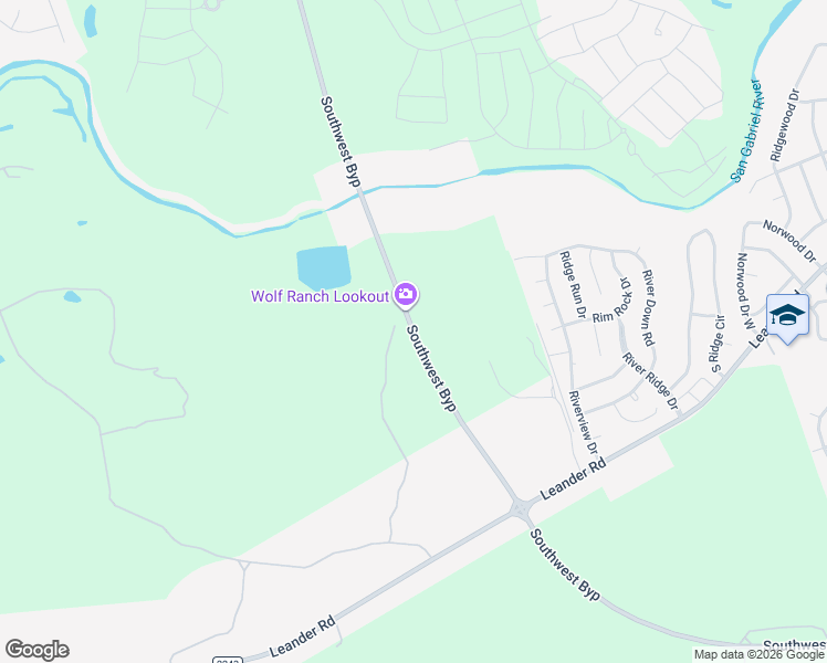 map of restaurants, bars, coffee shops, grocery stores, and more near Southwest Bypass in Georgetown