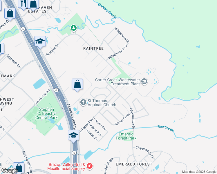map of restaurants, bars, coffee shops, grocery stores, and more near 2122 Chestnut Oak Circle in College Station