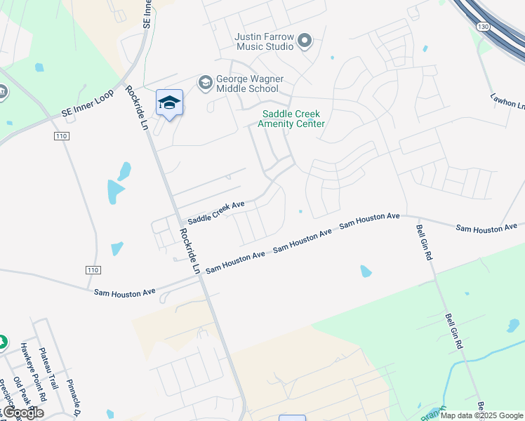 map of restaurants, bars, coffee shops, grocery stores, and more near 1989 County Road 110 in Georgetown