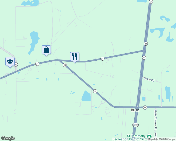 map of restaurants, bars, coffee shops, grocery stores, and more near 82202 Charles Kelly Road in Bush