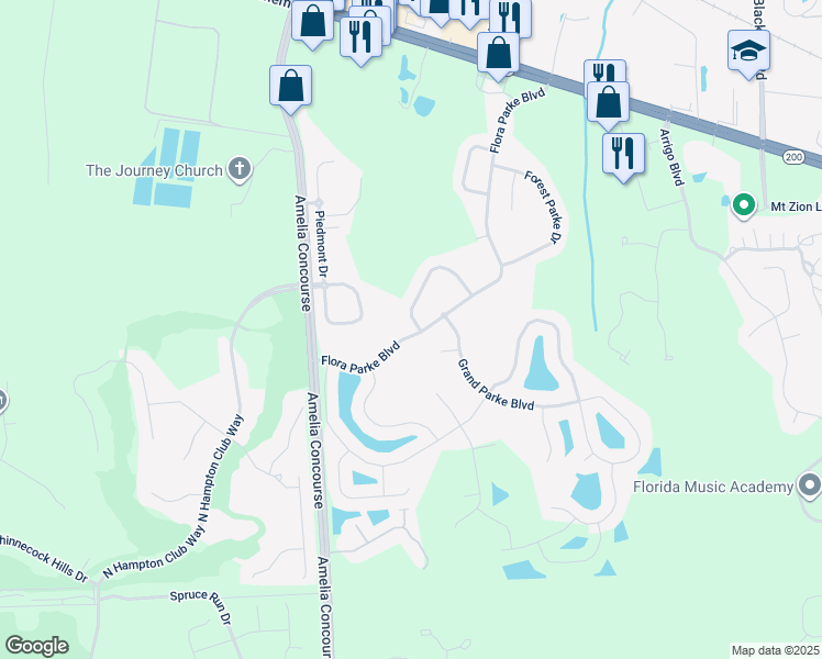 map of restaurants, bars, coffee shops, grocery stores, and more near 31189 Grassy Parke Drive in Fernandina Beach