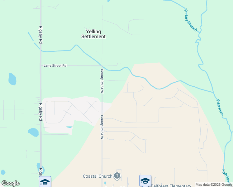 map of restaurants, bars, coffee shops, grocery stores, and more near 26702 County Road 54 West in Daphne
