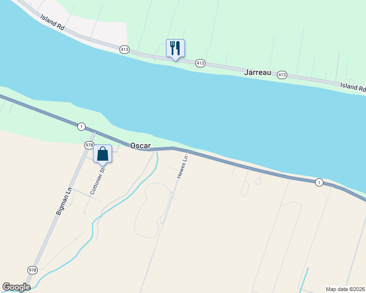 map of restaurants, bars, coffee shops, grocery stores, and more near 7098 False River Drive in Oscar