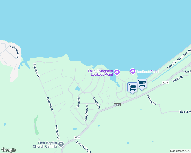map of restaurants, bars, coffee shops, grocery stores, and more near 541 Cove Loop in Coldspring