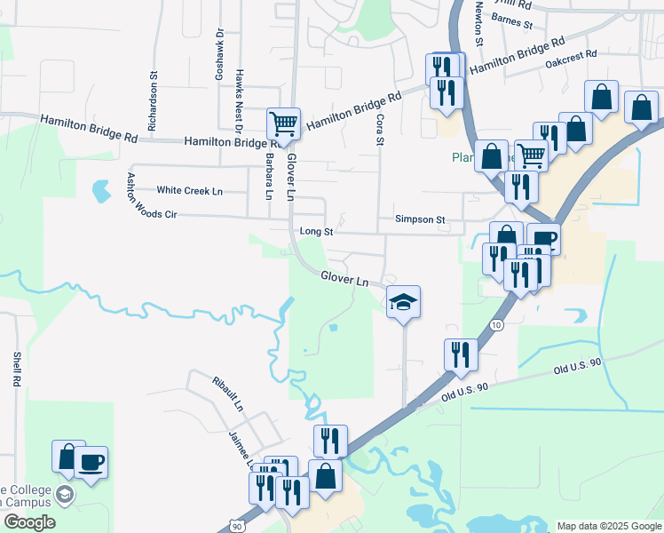 map of restaurants, bars, coffee shops, grocery stores, and more near 4950 Glover Lane in Milton
