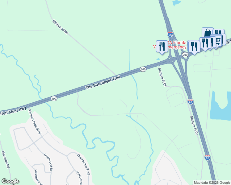 map of restaurants, bars, coffee shops, grocery stores, and more near 82154 Hooded Warbler Court in Yulee