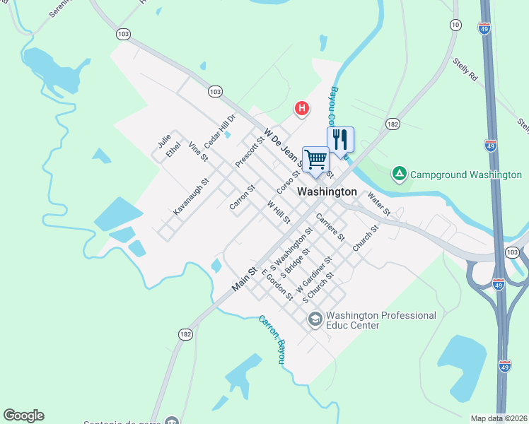 map of restaurants, bars, coffee shops, grocery stores, and more near 308 Vine Street in Washington